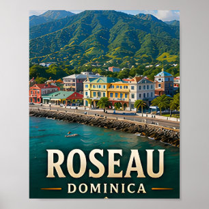 Roseau Regenwaldküste und Insel-Schönheit Poster