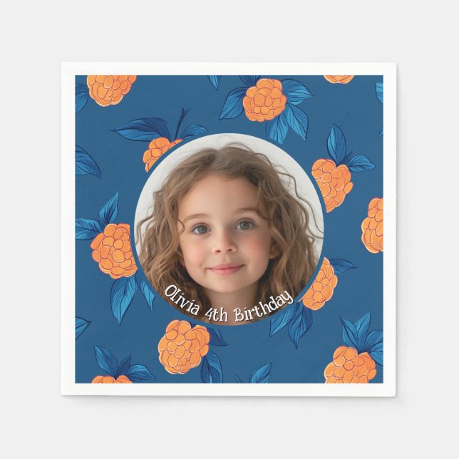 Roseberry Custom Foto und Name Paper Plate Serviette (Vorderseite)