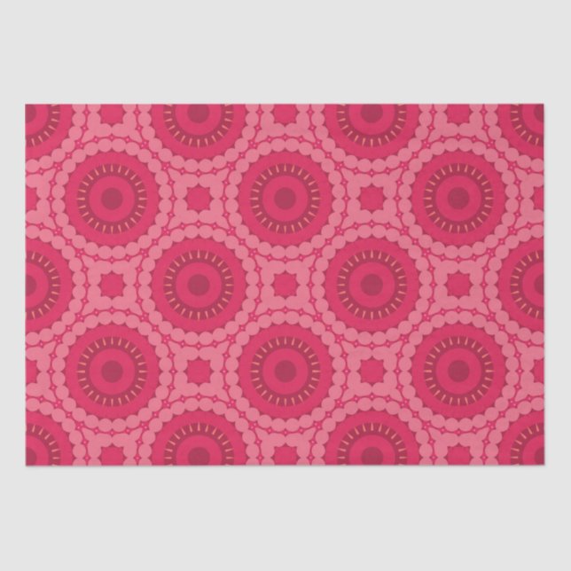 Roseberry Pink Boho Chic Ethnic Geometric Muster Seidenpapier (Vorderseite)