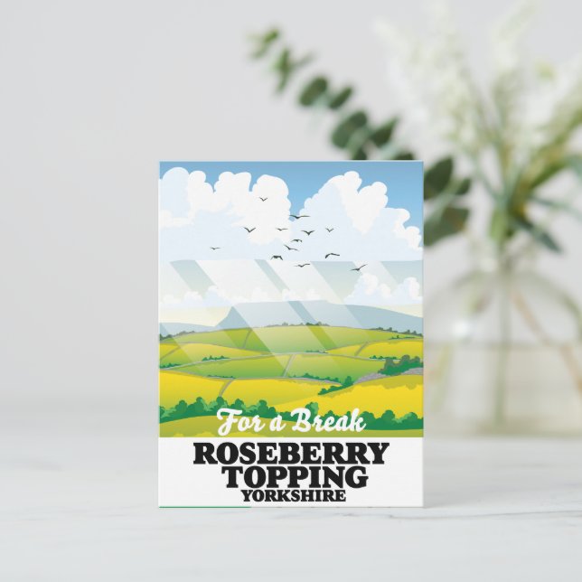 Roseberry Topping Yorkshire Reiseplakat Postkarte (Stehend Vorderseite)