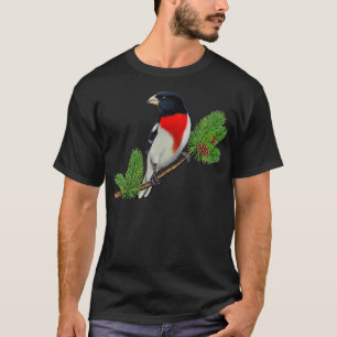 RoseBreasted Grosbeak auf Branch Vogelbeobachter B T-Shirt