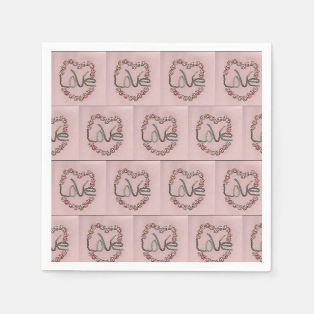 Rosebud Liebe Serviette (Vorderseite)