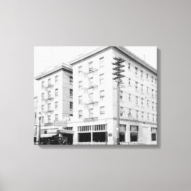 Roseburg, oder Stadtansicht und Umpqua Hotel Leinwanddruck (Vorderseite)