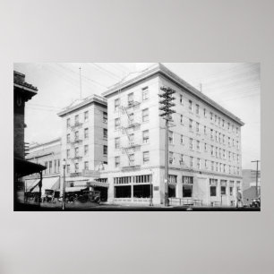 Roseburg ODER Stadtansicht und Umpqua Hotel Poster