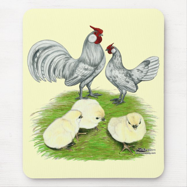 Rosecomb-Bantamhühner und Küken Mousepad (Vorne)