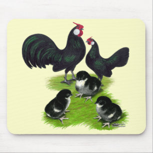Rosecomb schwarze kleine Familie Mousepad