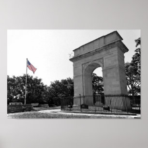 Rosedale Memorial Arch and Flag, Kansas City, BW Poster