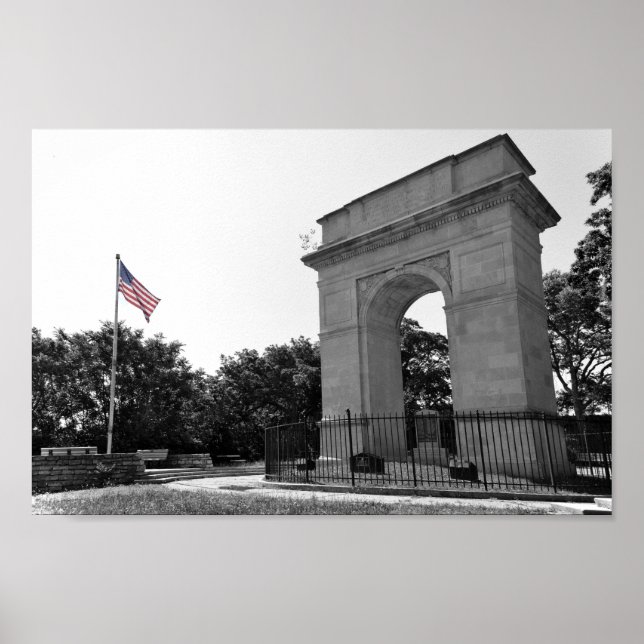 Rosedale Memorial Arch and Flag, Kansas City, BW Poster (Vorne)