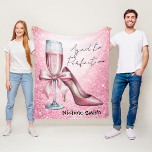 Roséglas Champagner gereift zum perfekten Geburtst Fleecedecke