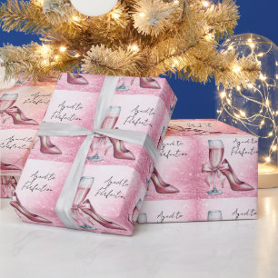 Roséglas Champagner gereift zum perfekten Geburtst Geschenkpapier