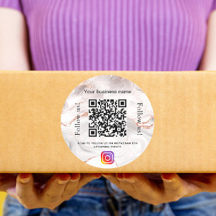 Roségold-Achat-Marmor-Geschäfts-QR-Code-Instagram Runder Aufkleber