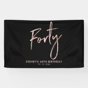 RoseGold Black 40. Geburtstag Party Begrüßungsbann Banner