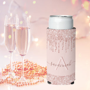 Roségold blass rosa glänzendes Monogramm Name Selters Dosenkühler
