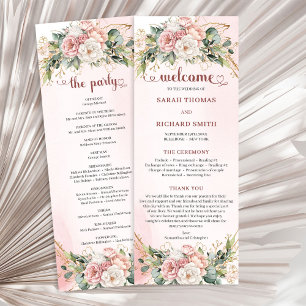 Roségold-Blumen-Eukalyptus-Elegante Hochzeitsagend Programm