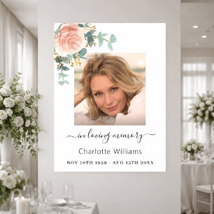 Roségold-Blumen-Foto-Gedenkfeier Beerdigung Poster