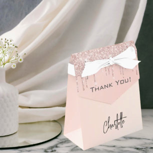 Roségold-Blush-Glitter-Tropfen Name Danke Geschenkschachtel