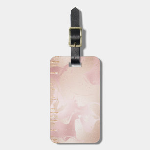Rosegold Blush Marmor mit Gold Glitzer Droplets Gepäckanhänger