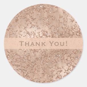 Roségold Blush Pink Glam Funkeln Knistern Runder Aufkleber