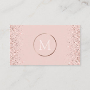 Roségold Blush Rosa Glitter Monogramm Visitenkarte