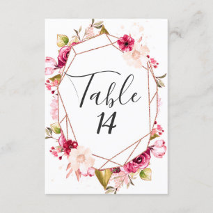 Roségold-Bordeauxrot- und Rosa-Hochzeitstischnumme Einladung