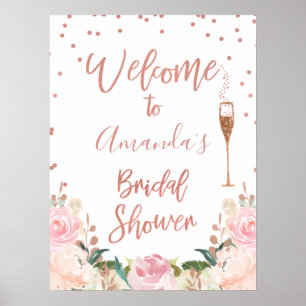 Roségold-Brunchen-Sekt-Brautabschiedsgruß-Willkomm Poster