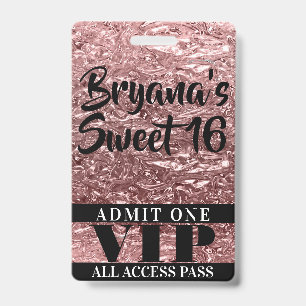 Roségold-Chrom-Schimmer Süß 16 VIP-Pass Ausweis