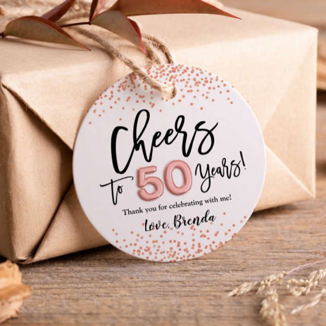 RoseGold Confetti jubelt auf 50 Jahre Liebesmarken Geschenkanhänger (Von Creator hochgeladen)
