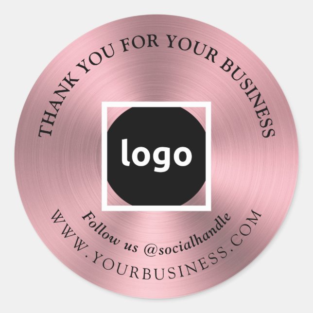 Rosegold | Danke | LOGO-Sticker für Unternehmen Runder Aufkleber (Vorderseite)