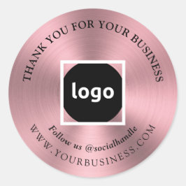 Rosegold | Danke | LOGO-Sticker für Unternehmen Runder Aufkleber