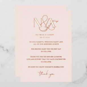 Roségold Danksagung Hochzeitstisch Folieneinladung