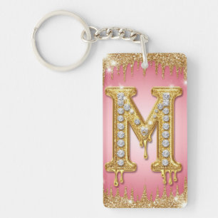 Roségold-Diamant-Buchstabe M Schlüsselanhänger als