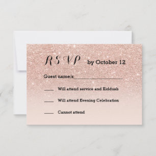 Roségold-falscher Glitter rosa Ombre RSVP schwarz Karte