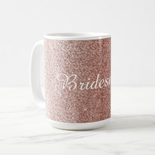 Roségold-Fauxglitter mit Brautjungfern-Namen Tasse