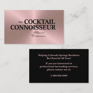 Roségold gebürstete Event-Bartender Visitenkarte