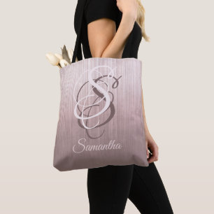 Roségold gestreifte rustikale Monogramm Ombre