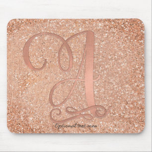 Roségold Glamour Anfangsbuchstabe A personalisiert Mousepad