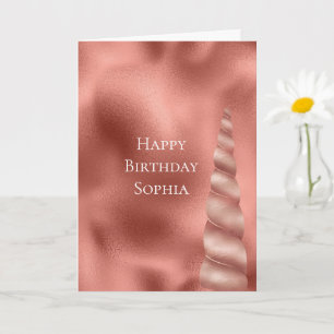 Roségold Glamour Einhorn Geburtstag Karte
