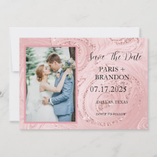 Roségold Glänzend Pinke Hochzeit Save The Date