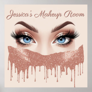 ✨ Roségold Glitter Augen Make-up Dekor Für Mädchen Poster