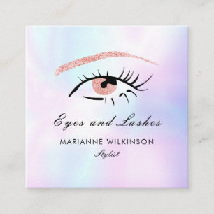 Roségold-Glitter Augen und Wimpern Irisierend Quadratische Visitenkarte