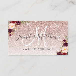 Roségold Glitter Blumen Make-up Haar Wiedereröffnu Visitenkarte