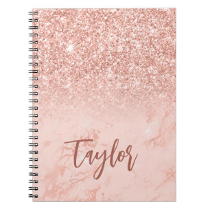Roségold Glitter Blush Folie Marmor Personalisiert Notizblock