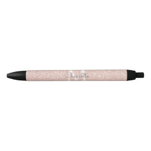 Roségold Glitter Blush Rosa Monogramm Schrift Kugelschreiber