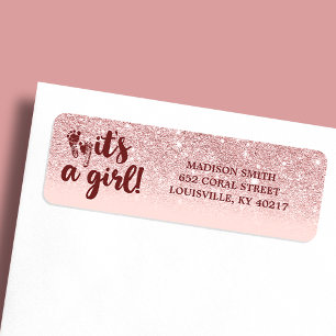 Roségold Glitter Blush Rosa Ombre It's A Girl Baby