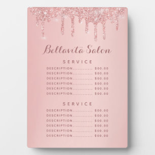 Roségold Glitter-Drips-Salon-Preismenuetafel Fotoplatte