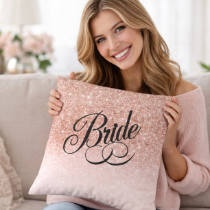 Roségold Glitter Elegante Hochzeitsdusche Heirat Kissen