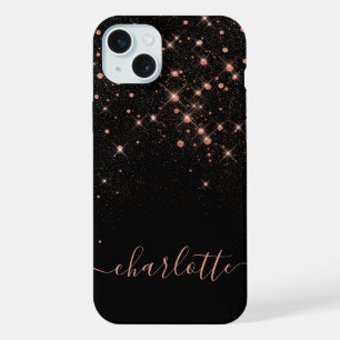 Roségold Glitter Funkelnd Elegant Glamouröse Schri iPhone 15 Plus Hülle