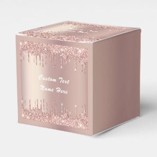 Roségold Glitter individuell Text Name Geschenkbox Geschenkschachtel