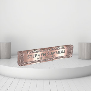 Roségold Glitter Look Funkeln Glamour Maßanfertigu Namensplakette