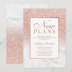 Roségold Glitter Marmor elegant schick neue Pläne Einladung